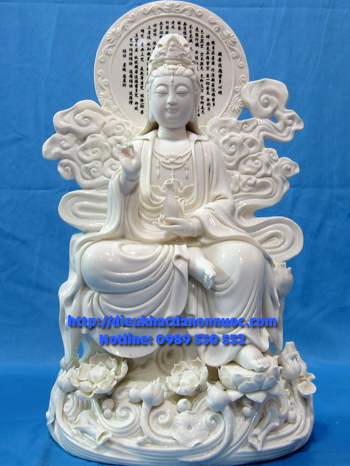 Tượng Phật Quan Âm ngồi bằng đá non nước