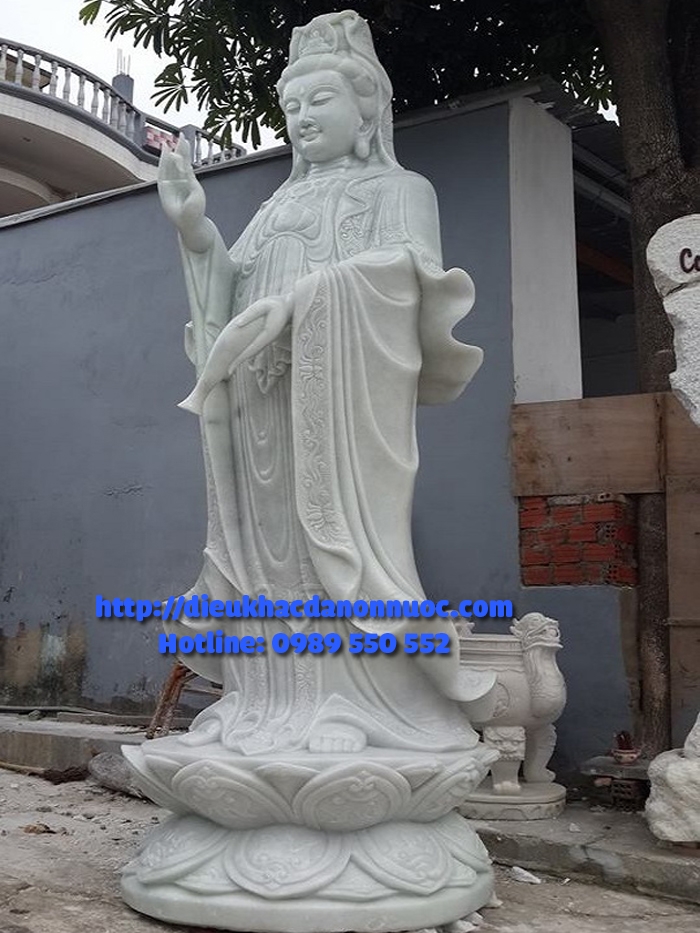 Tượng phật quan âm đá cẩm thạch 