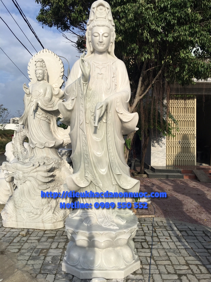 Tượng phật quan âm đá cẩm thạch 